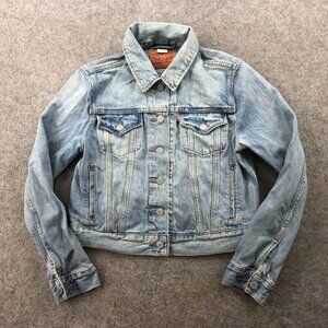 Levis Jacket Girls Medium Denim Medium Wash Pockets Jean Trucker Youth
